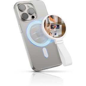PROfezzion Magnetic Phone Makeup Mirror Slim Cell Phone Flat Mirror for Mag Safe, Compatible with iPhone 16 15 14 13 12 Pro Max Plus, Mag Safe Case & All Phones for Makeup Selfies Vlogging Streaming