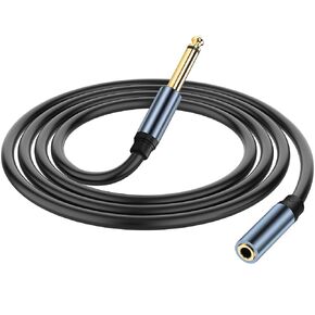 6.35mm to 3.5mm Audio Extension Cable 3.5mm 1/8" Female TRS to 6.35mm 1/4" Male TS Mono Audio Cable 1/4 to1/8 Jack Converter Cable Cord Adapter for Laptop Amplifier Speaker Guitar 5.9FT
