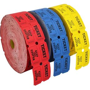 SEETOOOGAMES Raffle Tickets Double Roll - Full Set of 4 Colors, 2000 Tickets/Colors, 50/50 Raffle Tickets for Events