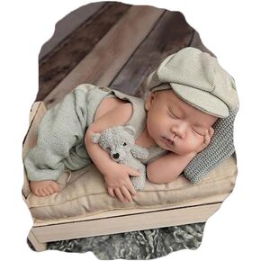 Ylsteed Newborn Boy Photoshoot Outfits 2Pcs Newborn Photography Outfits Girl Baby Photography Props Newborn Gentleman Suit Photography Outfits Boy Suspender Pants with Beret 0-3 months (Light Grey)