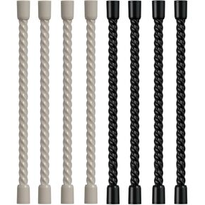 8PCS Silicone Cable Ties 12 Inch Reusable Twist Ties Steel-Core Cable Tie Straps Organizer All Purpose Bendable Cord Tie for Indoor Outdoor Bundling Holding Securing and Wrapping (Black White)