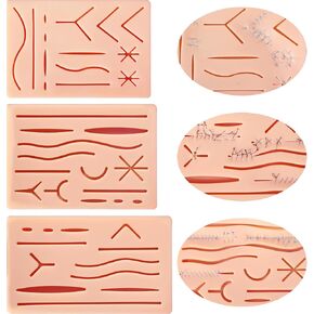 3 Pcs Suture Pad 3 Layer Suture Practice Pad with Wounds Suture Practice Kit, Hard to Rip, Tear or Break for Medical and Vet Students Veterinarian Nurses Training and Practice