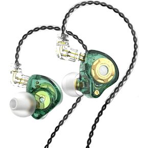 TRN MT1 PRO in Ear Monitors with 10mm Dual Magnetic Circuit Dynamic Driver Earphones, 1DD Deep Bass Earbuds Noise Cancelling Headphones for Church Music Player Computer, Green, TN0707