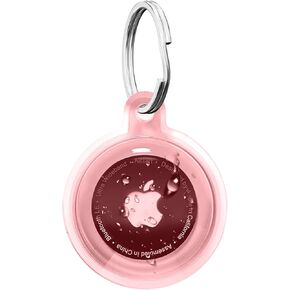 Airtag Holder，Air Tag Case，Waterproof Apple Airtags Case with Keychain，Anti-Scratch Air Tags Key Chain for Pet Tracking，Kids，Keys，Luggage，Accessories for GPS Item Finder Tracker，Clear Pink