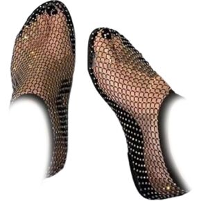 StoneLiquid Glittery Stretchy Net Shoes Women Ultra Comfortable Shiny Gem Mesh Flats Sparkle Shoe