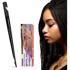 Dreadlock Retightening Tool, Interlocking Crochet Needle Set, Dual Ended Metal Needles for Locs and Sisterlocks (Black 2)