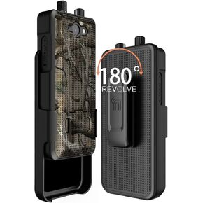 Case with Clip for Sonim XP5plus, Nakedcellphone Slim Hard Shell Phone Cover with Kickstand and [Rotating/Ratchet] Belt Hip Holster Combo for Sonim XP5 Plus (XP5900) - Bright Orange