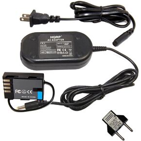 HQRP AC Power Adapter Compatible with Panasonic Lumix DMC-GH3 DMC-GH4 DMC-GH3K DMC-GH4K DC-GH5 DC-GH5L Digital Camera, DMW-BLF19PP DMW-DCC12 DMW-AC8PP + Euro Plug Adapter