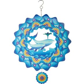 CLYB Stainless Steel Whale Hanging Spinner - Coastal Elegance in Motion for Your Outdoor Oasis