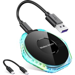 SEALIGHT Wireless CarPlay Adapter for iPhone, Converts Wired to Wireless CarPlay Adapter 2024 Upgrade Plug & Play No Latency CarPlay Dongle for Cars 2015+ for Apple iOS 10+ with LED Ambient Light