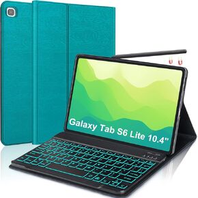 Samsung Galaxy Tab S6 Lite Case with Keyboard 10.4" 2022/2020, Detachable Wireless Backlight Keyboard| Slim Folio Cover with S Pen Holder| Auto Sleep/Wake| Galaxy Tab S6 Lite SM-P610/P613/P615/P619