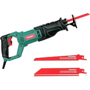 HYCHIKA reciprocating saw, variable speed corded reciprocating saw, 9.8 ft cable, with 2PCS blades for wood/metal, 0-2800 SPM variable speed trigger.