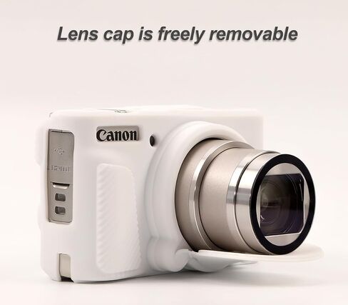 حافظة Pocoukate لكاميرا Canon PowerShot SX740 HS، غطاء حماية من السيليكون الناعم مع غطاء عدسة قابل للإزالة لملحقات SX740/SX730 HS مطاطية مع واقي شاشة من الزجاج المقوى - أسود in Kuwait