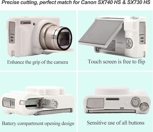 حافظة Pocoukate لكاميرا Canon PowerShot SX740 HS، غطاء حماية من السيليكون الناعم مع غطاء عدسة قابل للإزالة لملحقات SX740/SX730 HS مطاطية مع واقي شاشة من الزجاج المقوى - أسود in Kuwait