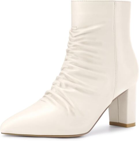 Perphy Ruched Dress Boots Pointed Toe Chunky Heels Ankle Boots for Women in Saudi Arabia