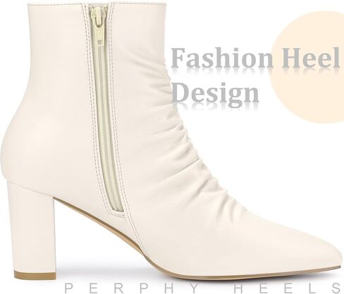 Perphy Ruched Dress Boots Pointed Toe Chunky Heels Ankle Boots for Women in Saudi Arabia
