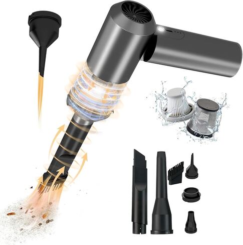 Mini Car Vacuum Cleaner, 16000PA 4 in 1 Rechargeable Brushless Motor Handheld Vacuum Cleaner with LED, Portable Wireless Vacuum Cleaner for Car, Office and Home Cleaning (Silver Grey) in Kuwait