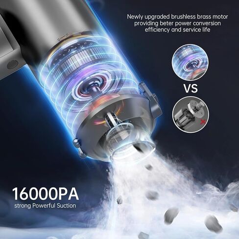 Mini Car Vacuum Cleaner, 16000PA 4 in 1 Rechargeable Brushless Motor Handheld Vacuum Cleaner with LED, Portable Wireless Vacuum Cleaner for Car, Office and Home Cleaning (Silver Grey) in Kuwait