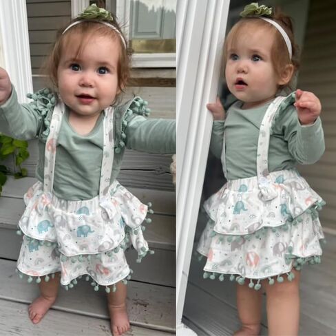 Unutiylo Baby Girl Clothes Long Sleeve T-shirt Top Suspender Skirt Dress Headband 3PCS Cute Outfit 0 3 6 9 12 18 24 Months in Saudi Arabia