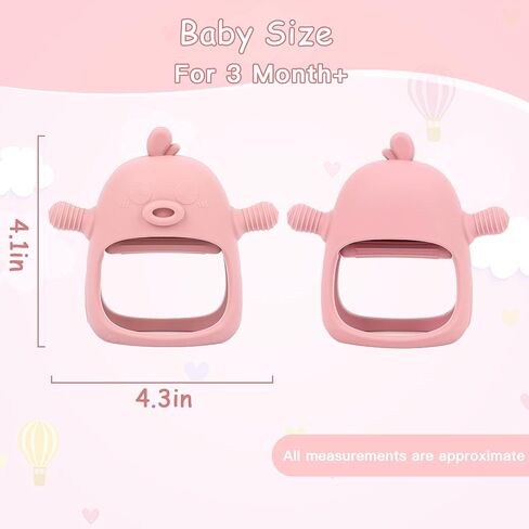 Baby Chew Toys Chew Toys,No Drop Food Grade Silicone Teething Mitten for 3-6 6-12 Months,Teething Relief for Babies (Light Pink & Dark Red) in Saudi Arabia