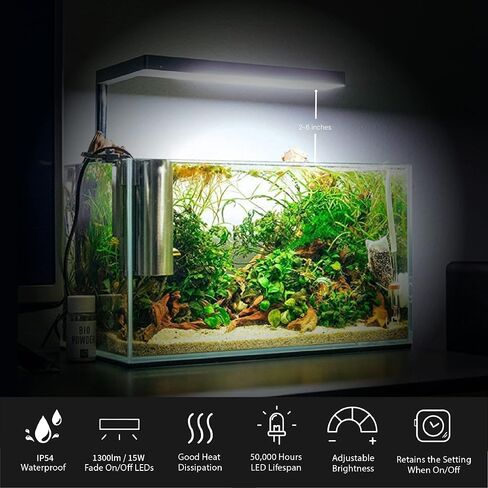 ONF Flat Nano+ 20-inch APP Remote Control Freshwater LED Aquarium Light, Timer Dimmable Day & Night Cycle, 2-9 Gallon Rimless Fish Tank, Terrarium Light for Potted Plant and Succulent IP54 Waterproof in Saudi Arabia