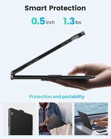typecase for iPad 10th Generation Case with Keyboard (10.9", 2022), 11 Color Backlight, 360° Rotatable, Thin & Light for iPad 10th Gen 10.9, Matte Black in Saudi Arabia