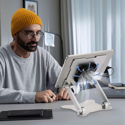 حامل Surface Pro، مبرد iPad، وسادة تبريد iPad Pro، حامل حامل قوي للكمبيوتر اللوحي مع مروحة هادئة لأجهزة الكمبيوتر اللوحية Microsoft Surface، iPad Pro 12.9 iPad Air، أجهزة Samsung Galaxy Tabs حتى 15 بوصة in Kuwait