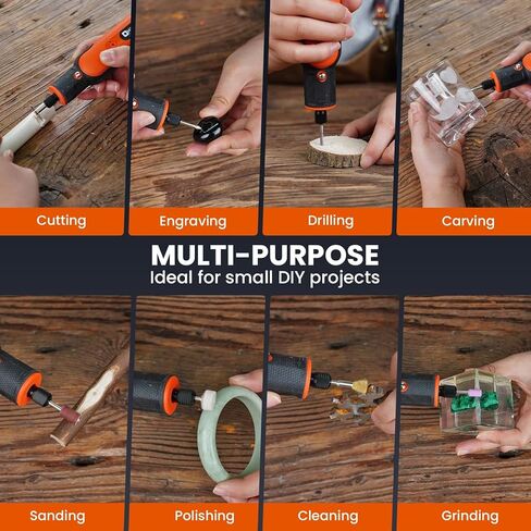 أداة دوارة لاسلكية من هارديل 8 فولت، بطارية قابلة لإعادة الشحن، أداة دوارة كهربائية بـ 5 سرعات، مجموعة أدوات دوارة مع 65 قطعة من الملحقات للحفر والقطع والصنفرة والنحت والتلميع والتنظيف ومشروع الحرف اليدوية in Kuwait
