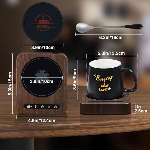 Coffee Mug Warmer,Coffee Warmer for Desk with Auto Shut Off,4 Temperature Setting&1-12H Timer,Smart Cup Warmer for Heating Coffee, Beverage, Milk, Tea and Hot Chocolate (Black Wood Grain) in Saudi Arabia