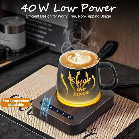 Coffee Mug Warmer,Coffee Warmer for Desk with Auto Shut Off,4 Temperature Setting&1-12H Timer,Smart Cup Warmer for Heating Coffee, Beverage, Milk, Tea and Hot Chocolate (Black Wood Grain) in Saudi Arabia