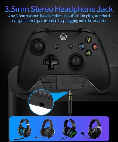 KOOWOD محول سماعة رأس ستيريو ملحقات ملحقات سماعات الرأس مع شريحة IC OEM لأجهزة Xbox One & Series X|S & Elite Controller Series 1 2 - ضبط توازن الصوت (صوت اللعبة والدردشة الصوتية)، مستوى الصوت، الميكروفون in Saudi Arabia
