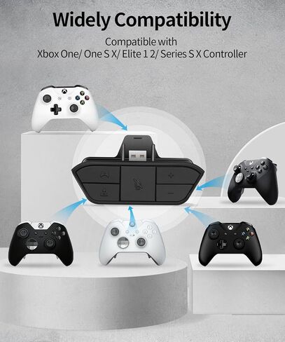 KOOWOD محول سماعة رأس ستيريو ملحقات ملحقات سماعات الرأس مع شريحة IC OEM لأجهزة Xbox One & Series X|S & Elite Controller Series 1 2 - ضبط توازن الصوت (صوت اللعبة والدردشة الصوتية)، مستوى الصوت، الميكروفون in Saudi Arabia