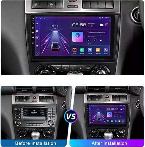 لسيارة Mercedes Benz C CLK W209 W203 راديو Android 13 ستيريو للسيارة 9 بوصة شاشة لمس لاسلكية Carplay Android Auto GPS Navigation مع كاميرا عكسية مجانية 4GB RAM+64GB ROM in Saudi Arabia