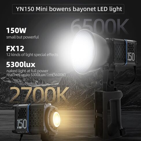 YONGNUO YN150 150W LED مجموعة إضاءة الفيديو COB التصوير الفوتوغرافي الإضاءة المستمرة 2700-6500K درجة حرارة اللون RA95 12 تأثيرات الإضاءة APP 2.4G جهاز التحكم عن بعد اللاسلكي مع حلقة محول Bowens المعدنية in Kuwait