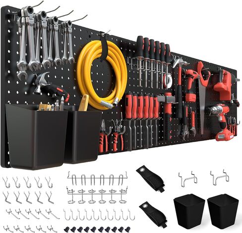 Pegboard Galvanized Steel, Pegboard Wall Organizer with Drilling and No Drilling Installation Ways. Peg Board 4PCS,Metal Pegboard, Peg Boards for Walls, White Pegboard for Garage,Craft Room,Workshop. in Saudi Arabia
