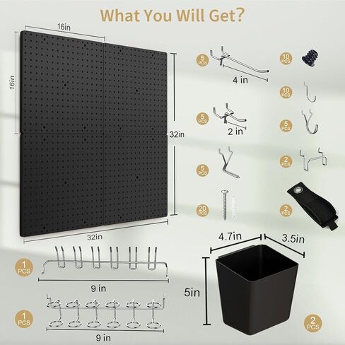 Pegboard Galvanized Steel, Pegboard Wall Organizer with Drilling and No Drilling Installation Ways. Peg Board 4PCS,Metal Pegboard, Peg Boards for Walls, White Pegboard for Garage,Craft Room,Workshop. in Saudi Arabia