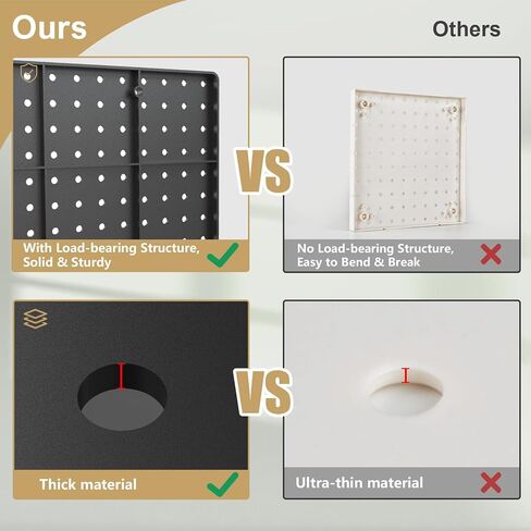 Pegboard Galvanized Steel, Pegboard Wall Organizer with Drilling and No Drilling Installation Ways. Peg Board 4PCS,Metal Pegboard, Peg Boards for Walls, White Pegboard for Garage,Craft Room,Workshop. in Saudi Arabia