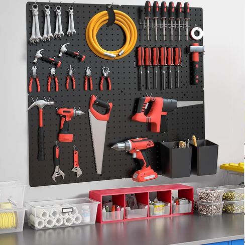 Pegboard Galvanized Steel, Pegboard Wall Organizer with Drilling and No Drilling Installation Ways. Peg Board 4PCS,Metal Pegboard, Peg Boards for Walls, White Pegboard for Garage,Craft Room,Workshop. in Saudi Arabia