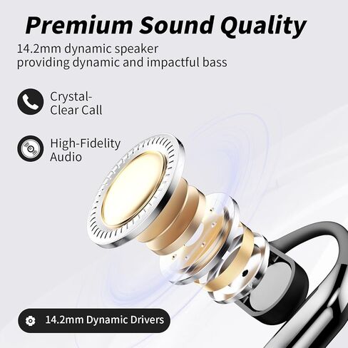 Open Ear Bluetooth 5.4 Headphones, Wireless Earbuds Sport Over Earphones with Ear Hooks 50H Playtime Ear Buds LED Display Charging Case, Waterproof Design for Running Fitness Walking in Saudi Arabia