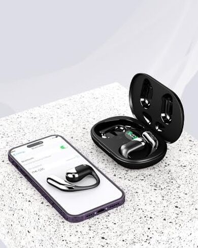 Open Ear Bluetooth 5.4 Headphones, Wireless Earbuds Sport Over Earphones with Ear Hooks 50H Playtime Ear Buds LED Display Charging Case, Waterproof Design for Running Fitness Walking in Saudi Arabia