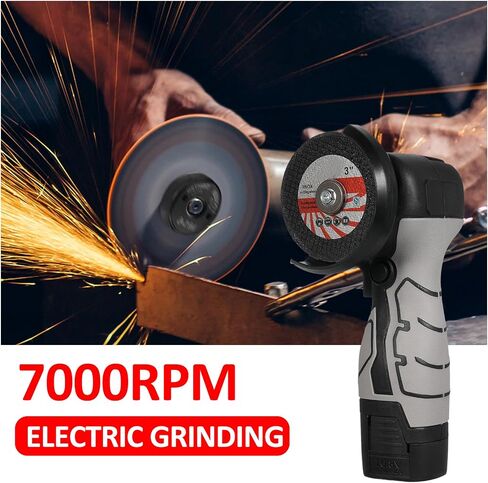 Cordless Brush Angle Grinder Kit, 7000rpm Mini Electric Angle Grinding Tool, 2x16.8V 2000mAh Batteries and 6pcs Discs, Grinder Handheld Cutter for Metal Wood(Grey) in Saudi Arabia