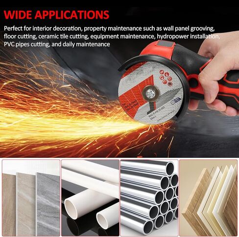 Cordless Brush Angle Grinder Kit, 7000rpm Mini Electric Angle Grinding Tool, 2x16.8V 2000mAh Batteries and 6pcs Discs, Grinder Handheld Cutter for Metal Wood(Grey) in Saudi Arabia