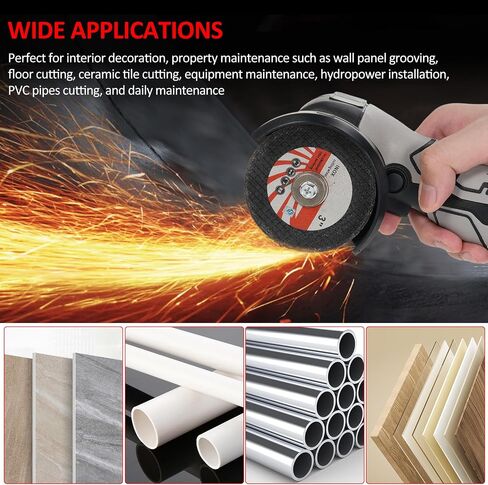 Cordless Brush Angle Grinder Kit, 7000rpm Mini Electric Angle Grinding Tool, 2x16.8V 2000mAh Batteries and 6pcs Discs, Grinder Handheld Cutter for Metal Wood(Grey) in Saudi Arabia