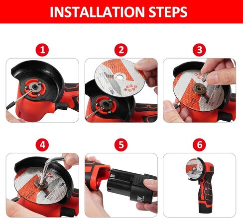 Cordless Brush Angle Grinder Kit, 7000rpm Mini Electric Angle Grinding Tool, 2x16.8V 2000mAh Batteries and 6pcs Discs, Grinder Handheld Cutter for Metal Wood(Grey) in Saudi Arabia