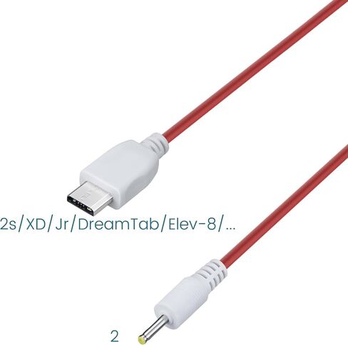 سلك شاحن لجهاز Fuhu Nabi 2 II Nabi2-NV7A Nabi2-NVA للأطفال اللوحي 8 جيجابايت، USB إلى برميل DC، 6 أقدام، مجموعة من 2 in Saudi Arabia
