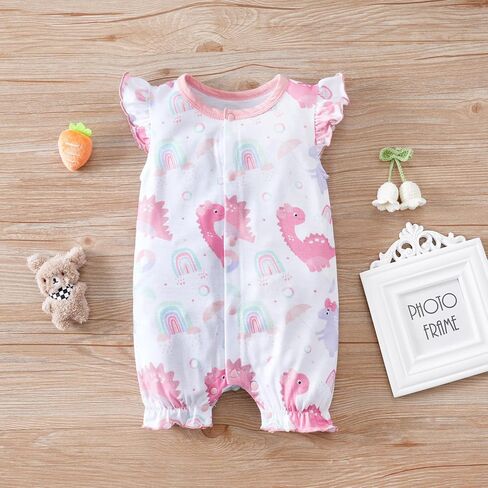 2-Pack Baby Girls Romper Newborn Watermelon Print Ruffles Sleeve Onesie Infant Summer Clothes in Saudi Arabia