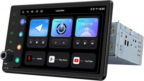 راديو سيارة Joying أحدث 7 بوصة ستيريو سيارة Din واحد Android 12 وحدة رأس 4 جيجابايت + 64 جيجابايت مع بلوتوث 5.0، راديو AM/FM، مخرج HDMI، CarPlay، Android auto، وصلة مرآة، مقبض مستوى الصوت (JY-UZS03N4-B) in Kuwait