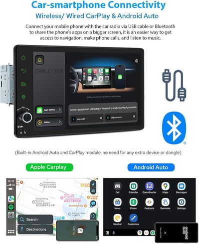 راديو سيارة Joying أحدث 7 بوصة ستيريو سيارة Din واحد Android 12 وحدة رأس 4 جيجابايت + 64 جيجابايت مع بلوتوث 5.0، راديو AM/FM، مخرج HDMI، CarPlay، Android auto، وصلة مرآة، مقبض مستوى الصوت (JY-UZS03N4-B) in Kuwait