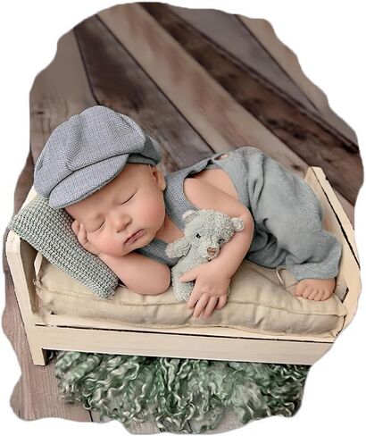 Ylsteed Newborn Boy Photoshoot Outfits 2Pcs Newborn Photography Outfits Girl Baby Photography Props Newborn Gentleman Suit Photography Outfits Boy Suspender Pants with Beret 0-3 months (Light Grey) in Saudi Arabia