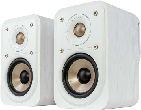 مكبر صوت محيطي Polk Signature Elite ES10 - صوت عالي الدقة معتمد، متوافق مع Dolby Atmos & DTS:X، مكبر صوت 1 بوصة ومكبر صوت 4 بوصة، تقنية منفذ الطاقة لصوت جهير سهل (زوج، أبيض أنيق مغسول) in Saudi Arabia